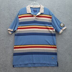 Pendleton Mens Striped Blue Polo Shirt With Yosemite Park Blanket Patch Size XL